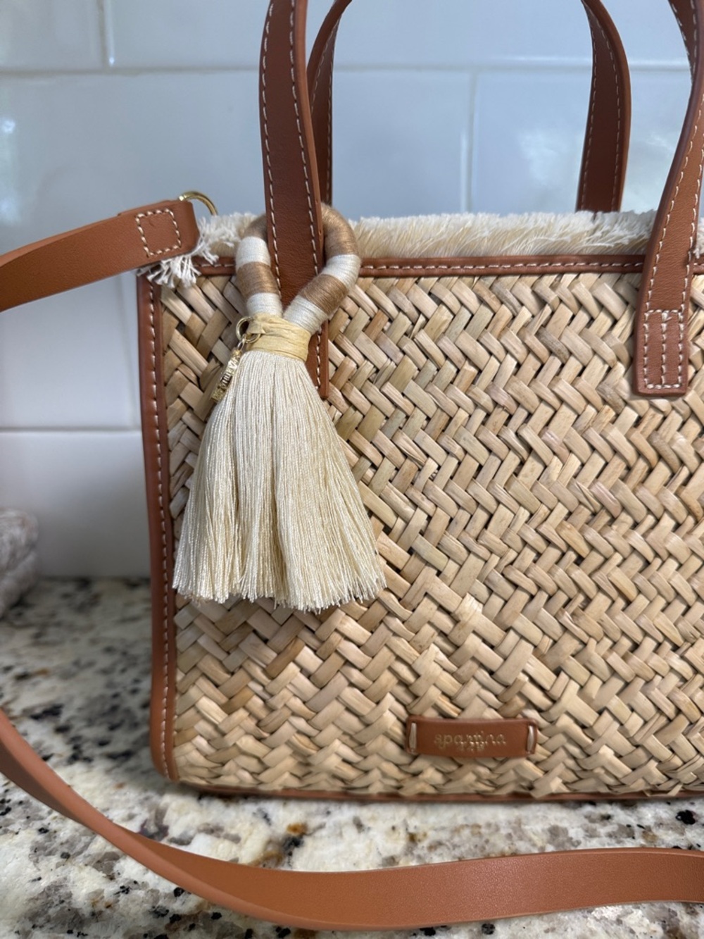 Spartina 449 Straw Dune Satchel Crossbody bag - Picture 5 of 9